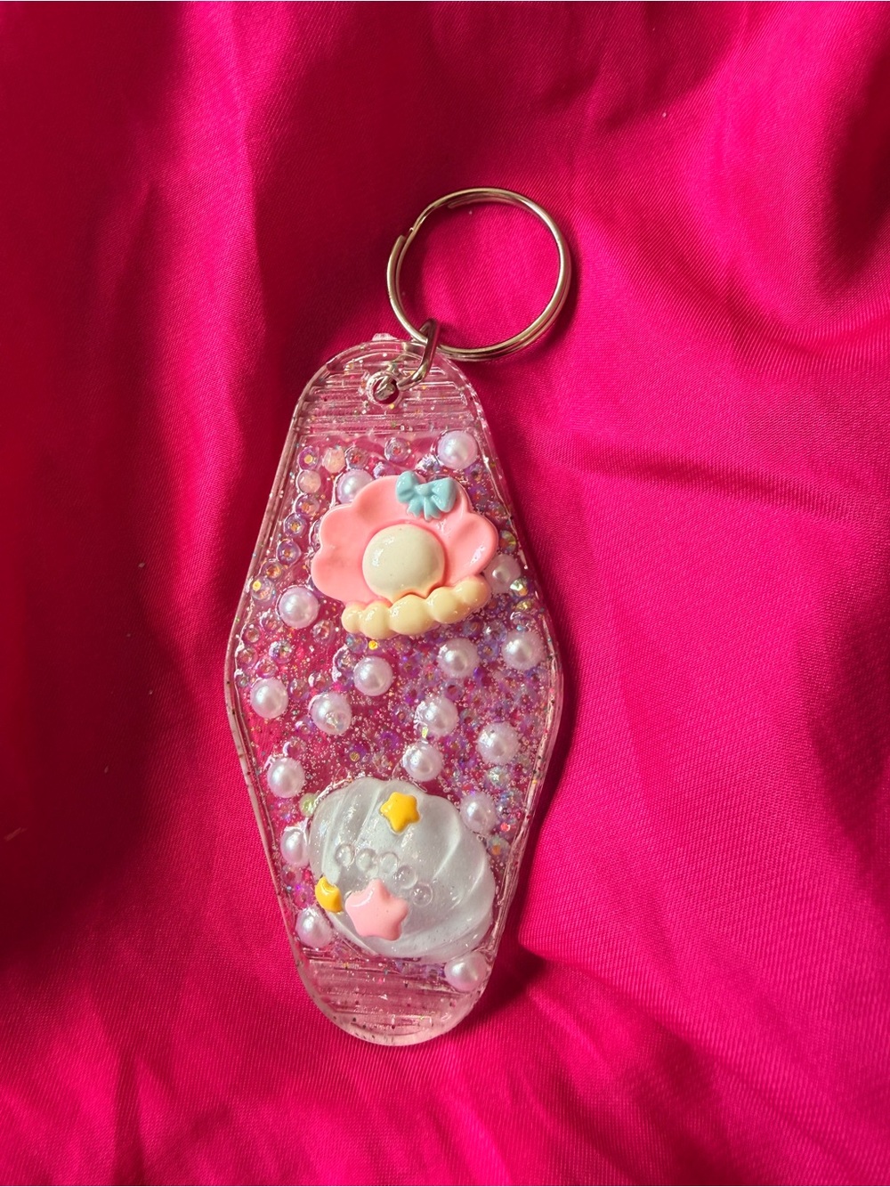 Cute Pearl Glitter Shell Keychain - Pink